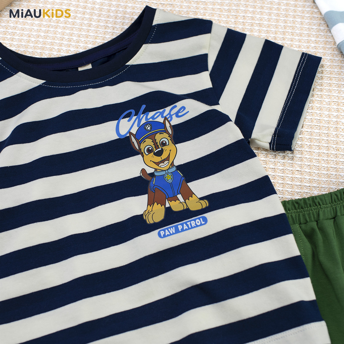 Đồ bộ bé trai Paw Patrol cotton kẻ sọc tay ngắn mùa hè