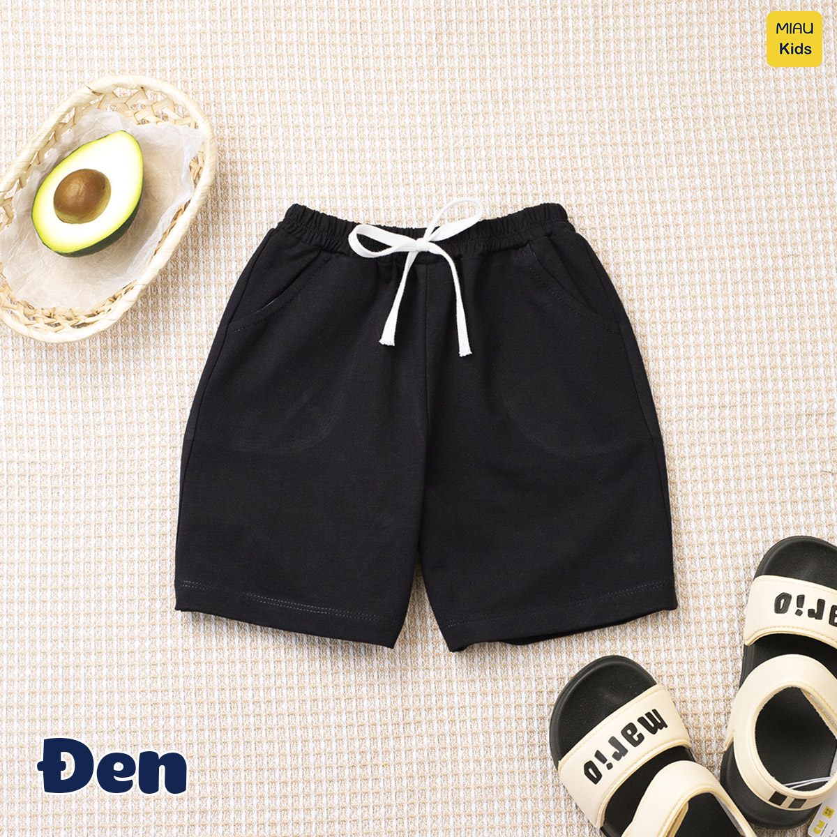 Quần Đùi Bé Trai Bé Gái MIAUKIDS Short Trơn Nhiều Màu Phong Cách Basic Thun Cotton Mềm Mại, Thấm Hút Mặc Hè Thoáng mát