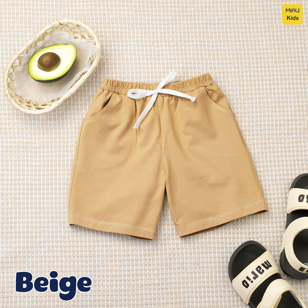 Quần Đùi Bé Trai Bé Gái MIAUKIDS Short Trơn Nhiều Màu Phong Cách Basic Thun Cotton Mềm Mại, Thấm Hút Mặc Hè Thoáng mát