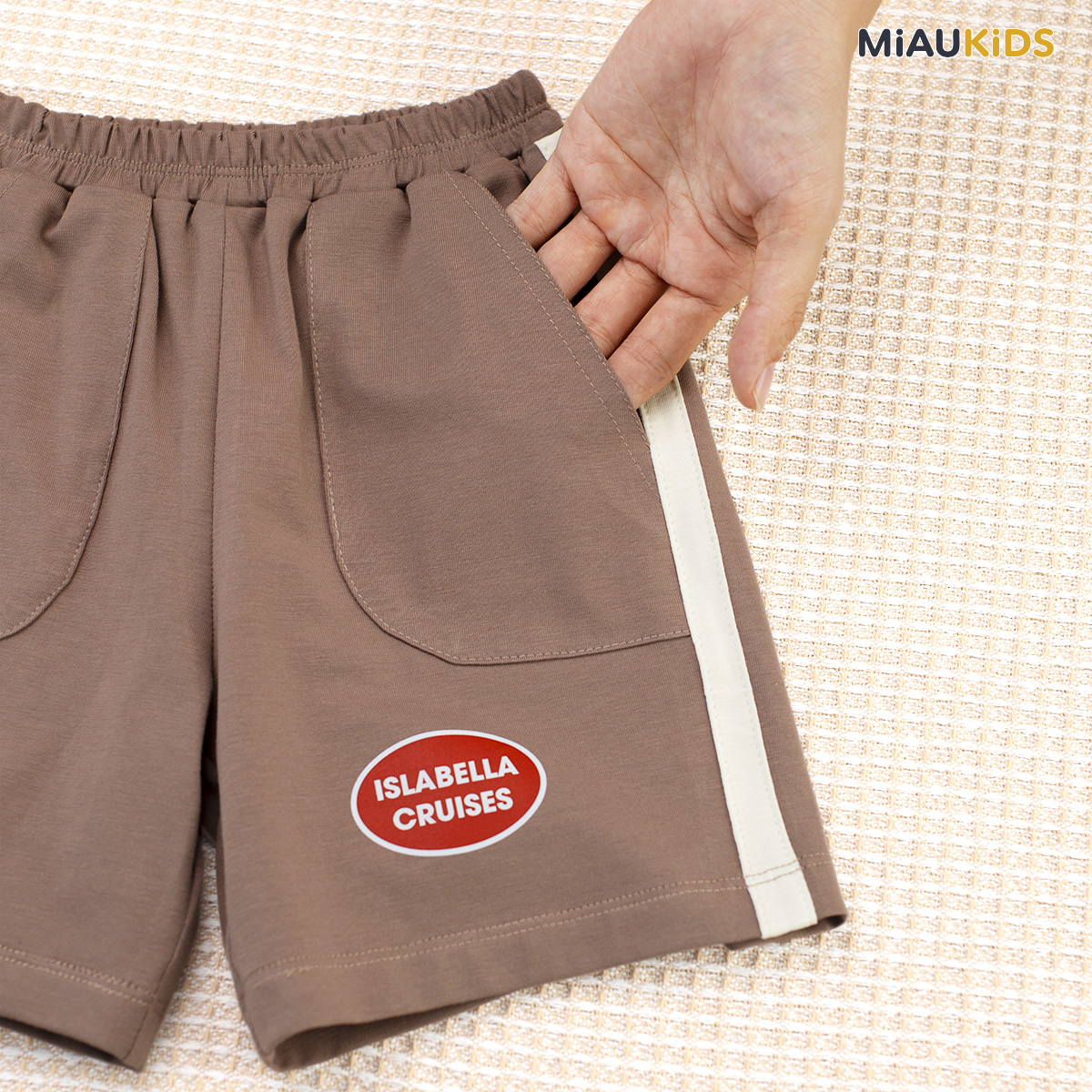 Quần Đùi Bé Trai Cotton Phối Túi Thun Co Giãn Mềm Mát Thoáng Khí