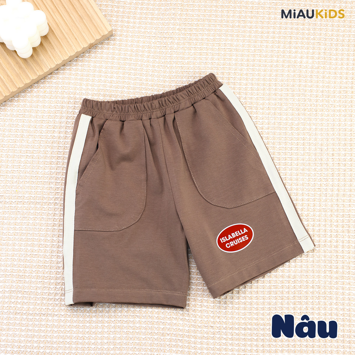 Quần Đùi Bé Trai Cotton Phối Túi Thun Co Giãn Mềm Mát Thoáng Khí