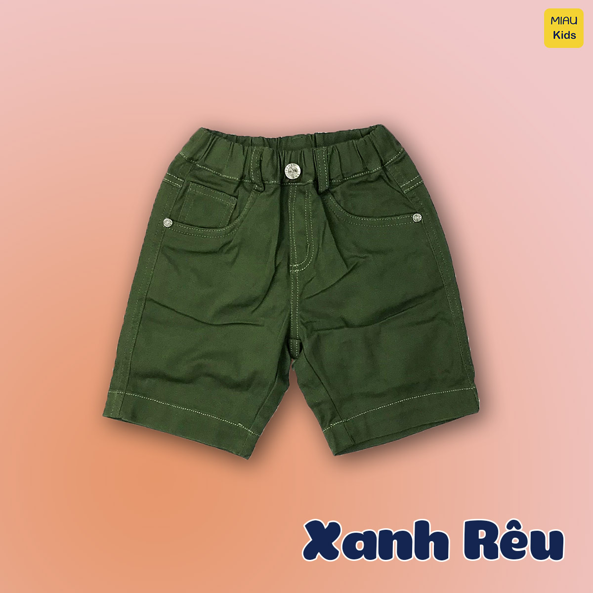Quần short kaki bé trai chất kaki thun co giãn, màu sắc cá tính cho bé mặc đi học đi chơi