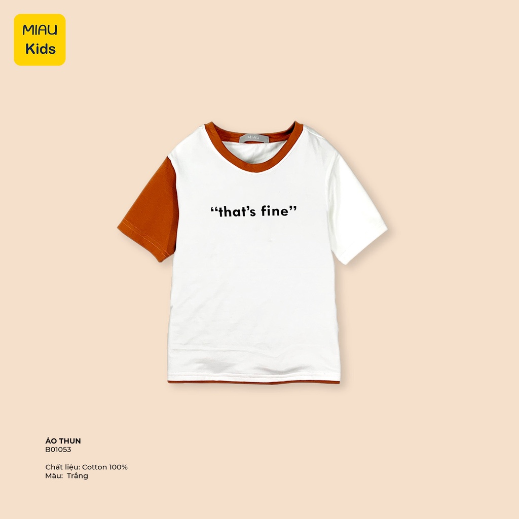 Áo Thun Bé Trai Cotton Phối Tay "That's Fine" - Thời Trang Năng Động Cho Bé