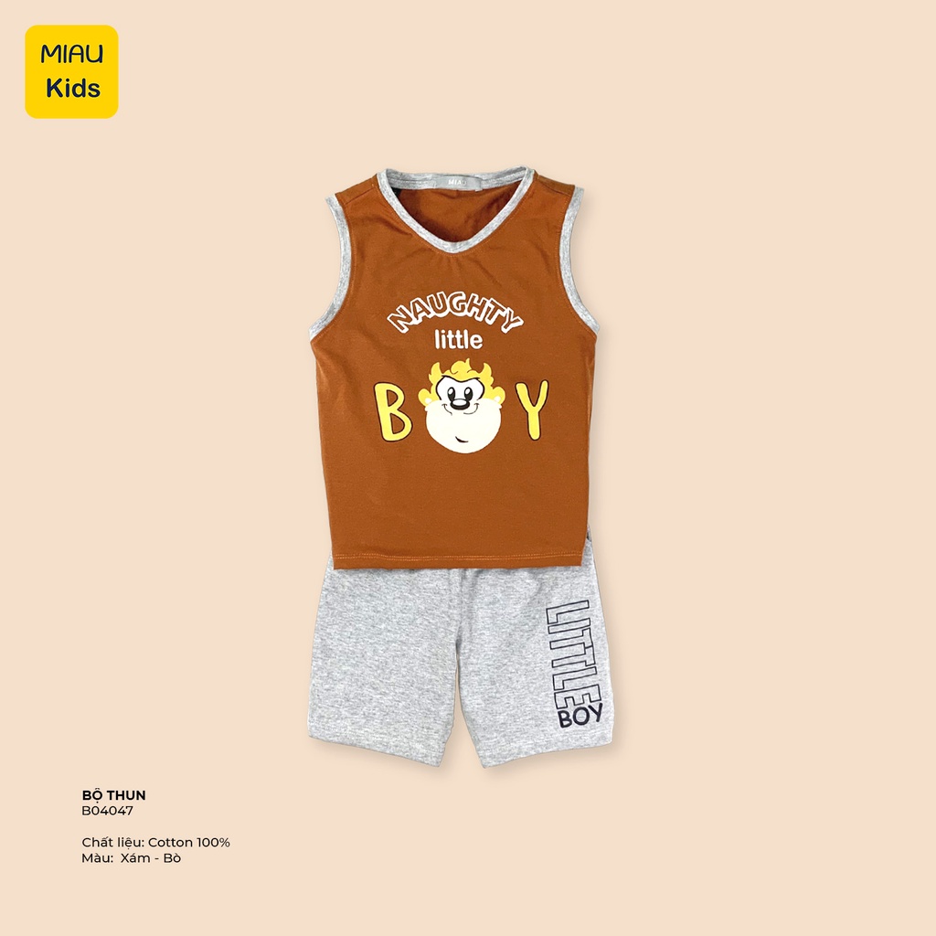 Đồ Ba Lỗ Cho Bé Trai In Hình Chú Khỉ Little Boy Cool Ngầu, Cotton Co Giãn Thấm Hút Cho Bé Đến 55Kg Mặc Hè Thoáng Mát