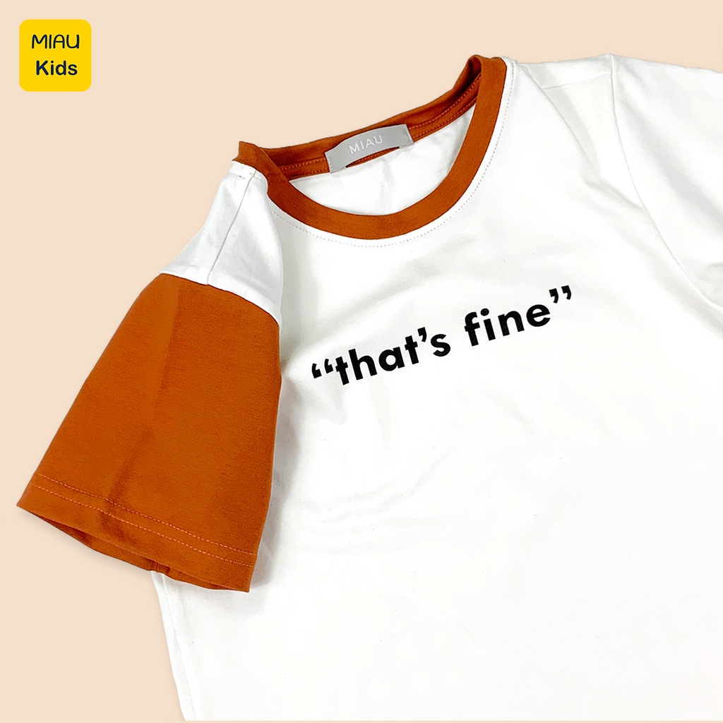 Áo Thun Bé Trai Cotton Phối Tay "That's Fine" - Thời Trang Năng Động Cho Bé