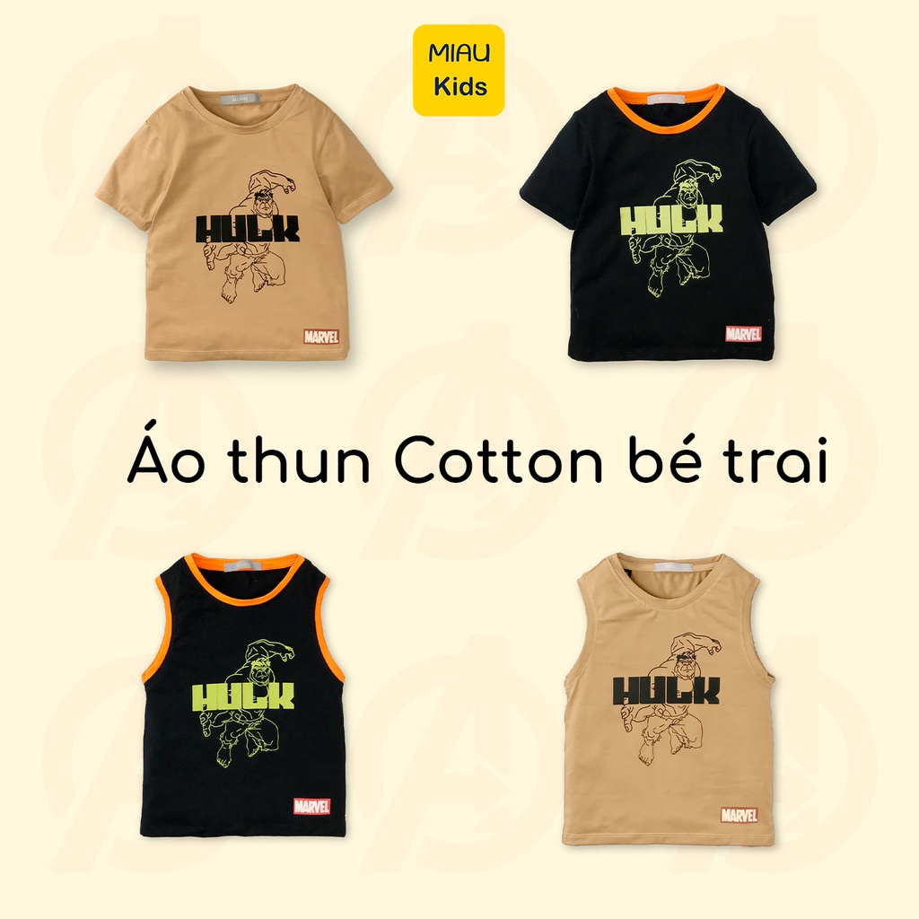 Áo Thun Bé Trai Hulk Cotton Mềm Mát 1-14 Tuổi Cộc Tay Ba Lỗ