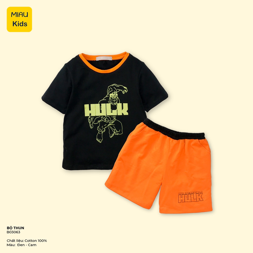 Đồ Bộ Bé Trai In Hình Nhân Vật Siêu Anh Hùng Siêu Nhân Hulk, Thun Cotton Mát Mịn Cho Bé Đến 55Kg Mặc Nhà Đi Học Đi Chơi
