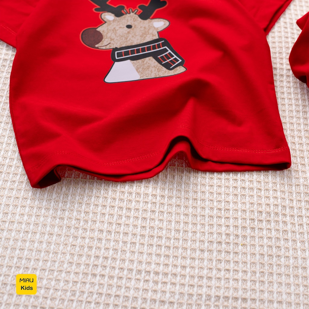 Áo thun Noel cho bé hình chú Tuần Lộc thật đáng yêu chất thun cotton thoáng mát mềm mịn cho bé chơi giáng sinh