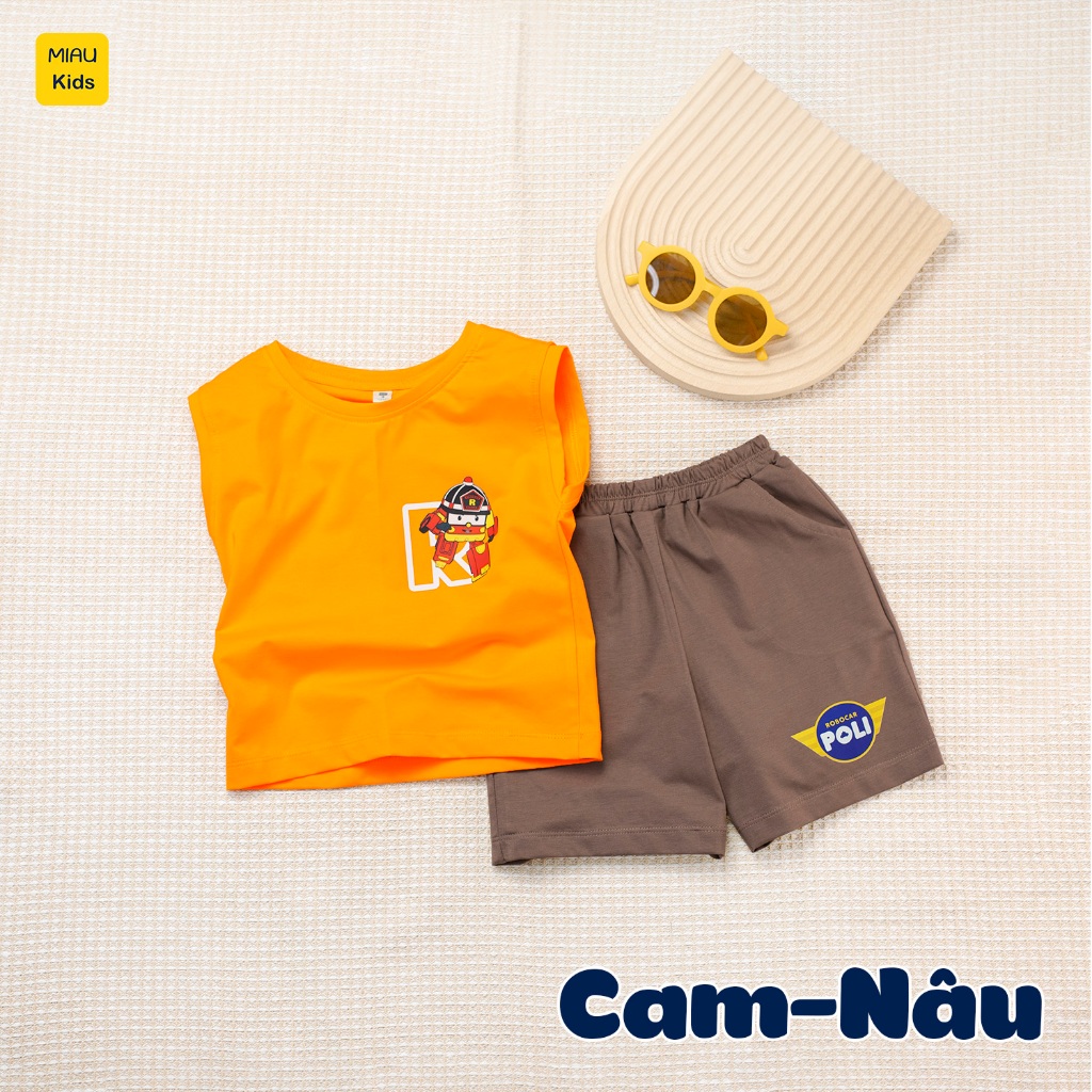 Bộ ba lỗ bé trai in hình nhân vật Roy cứu hoả can đảm và đáng yêu, chất vải thun cotton mát mịn cho bé mặc nhà đi học