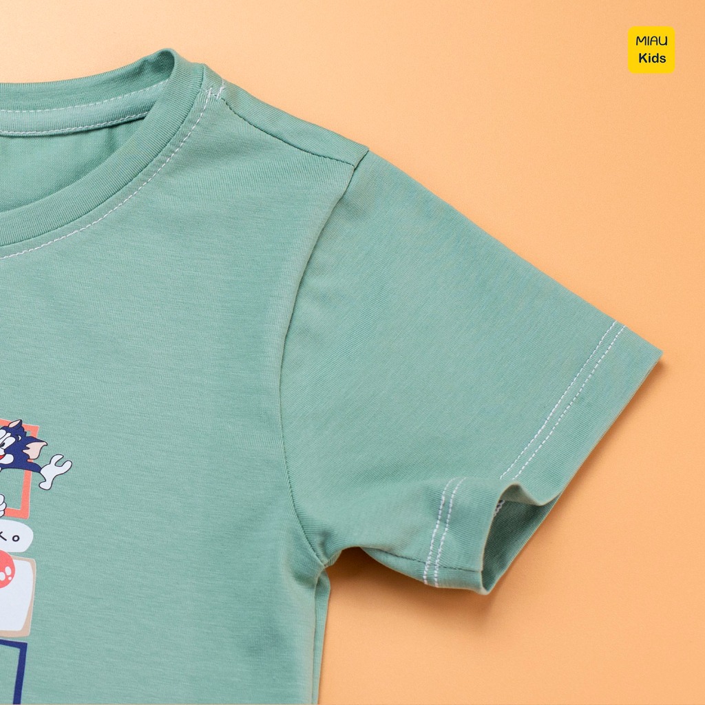 Áo thun cho bé trai in hoạ tiết câu chuyện Tom and Je.rry, chất thun cotton mát mịn thoáng mát cho bé mặc nhà đi học đi