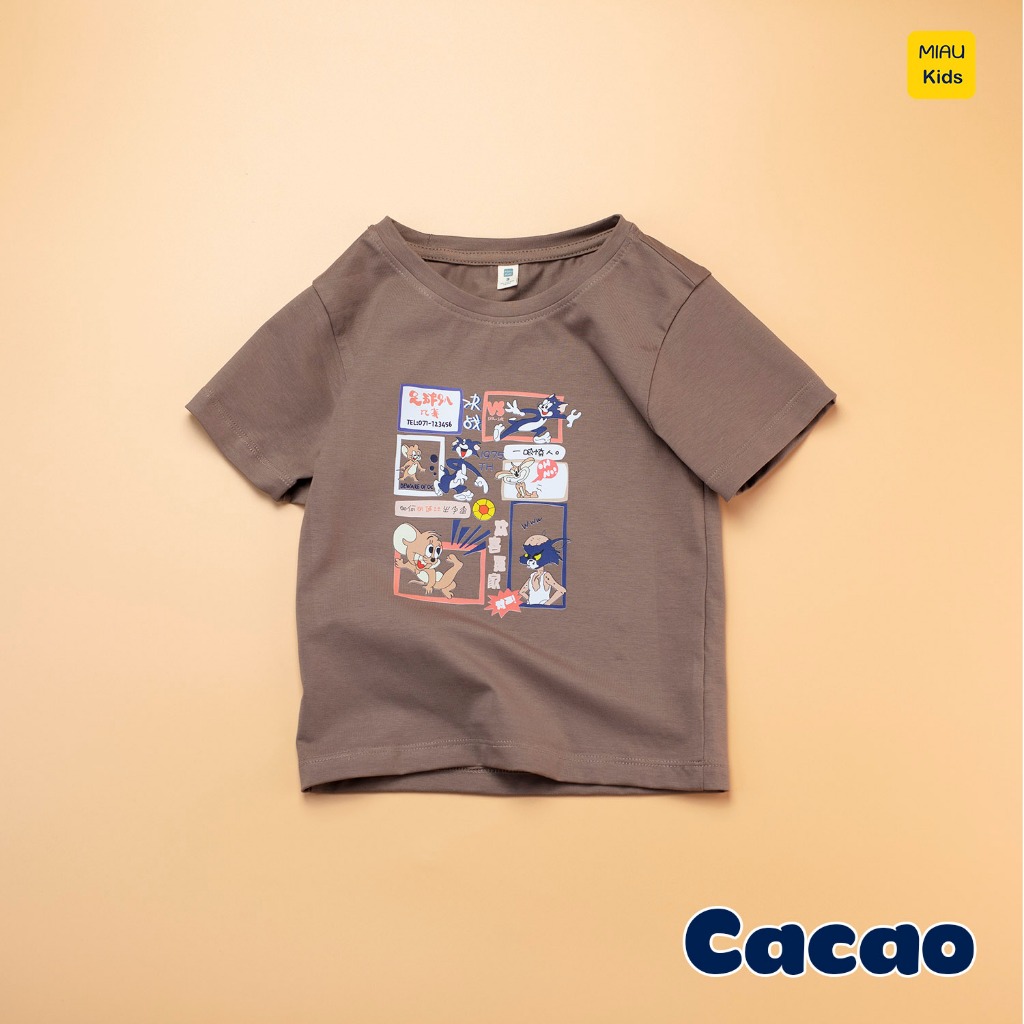 Áo thun cho bé trai in hoạ tiết câu chuyện Tom and Je.rry, chất thun cotton mát mịn thoáng mát cho bé mặc nhà đi học đi