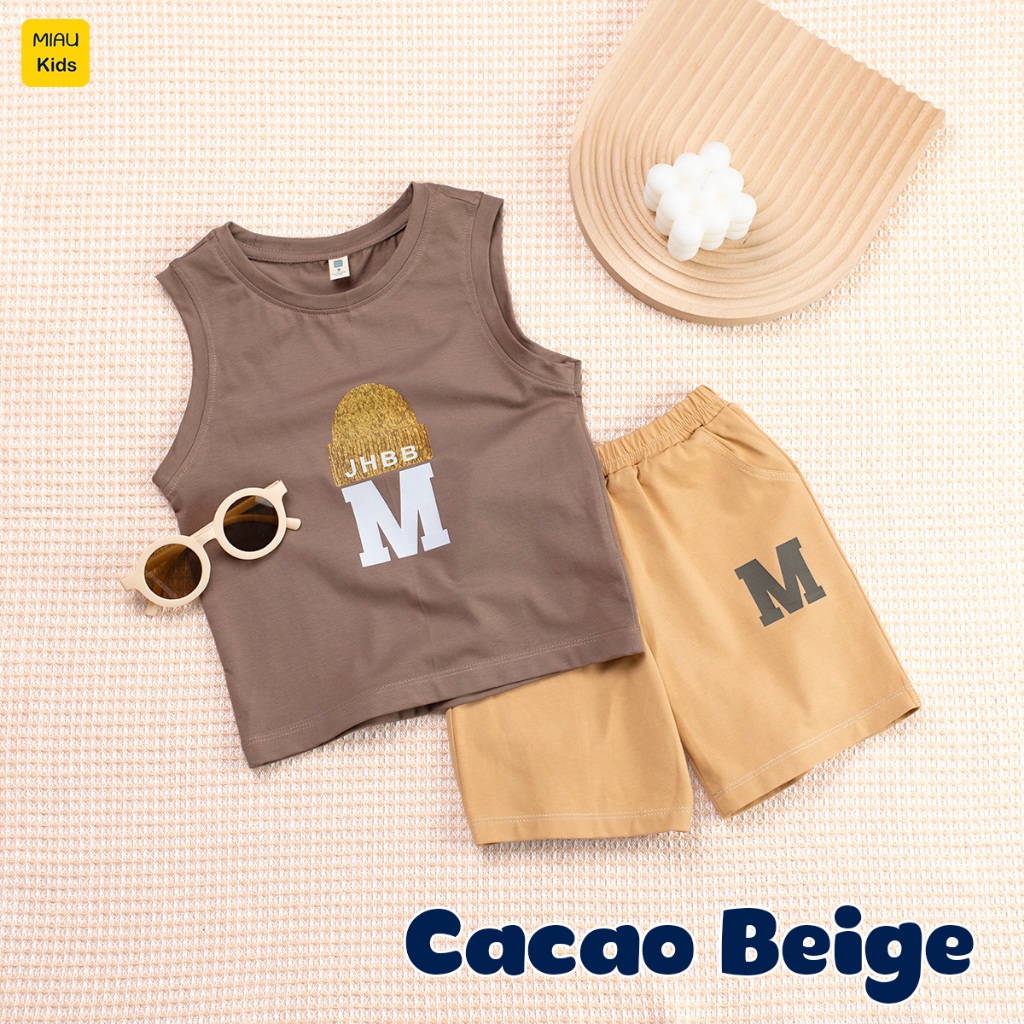 Bộ ba lỗ bé trai thể thao in chữ M dễ thương cá tính, chất thun cotton mềm mát mịn cho bé mặc đi học đi chơi