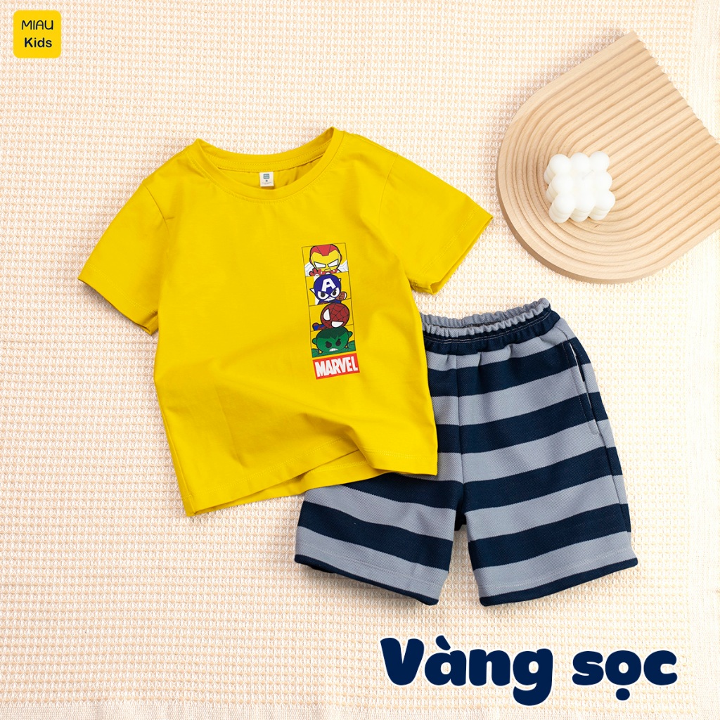 Bộ quần áo bé trai Marvel chibi cotton mềm mát thoáng khí