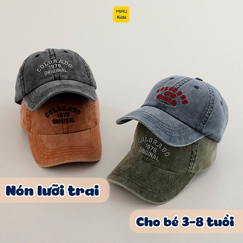 Mũ lưỡi trai thêu chữ thời trang đáng yêu cá tính dễ thương, chất vải wash mềm mại cho bé từ 3-8 tuổi đi học đi chơi