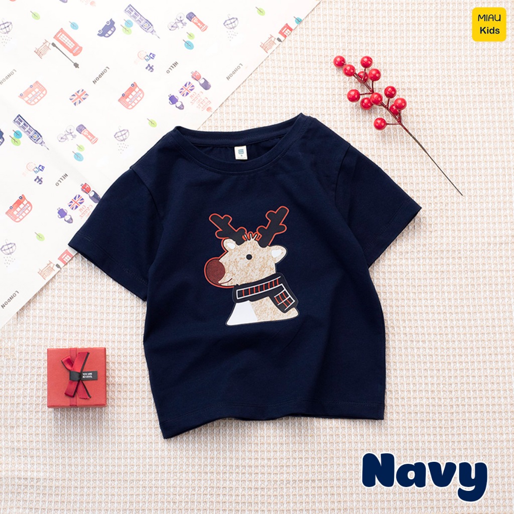 Áo thun Noel cho bé hình chú Tuần Lộc thật đáng yêu chất thun cotton thoáng mát mềm mịn cho bé chơi giáng sinh