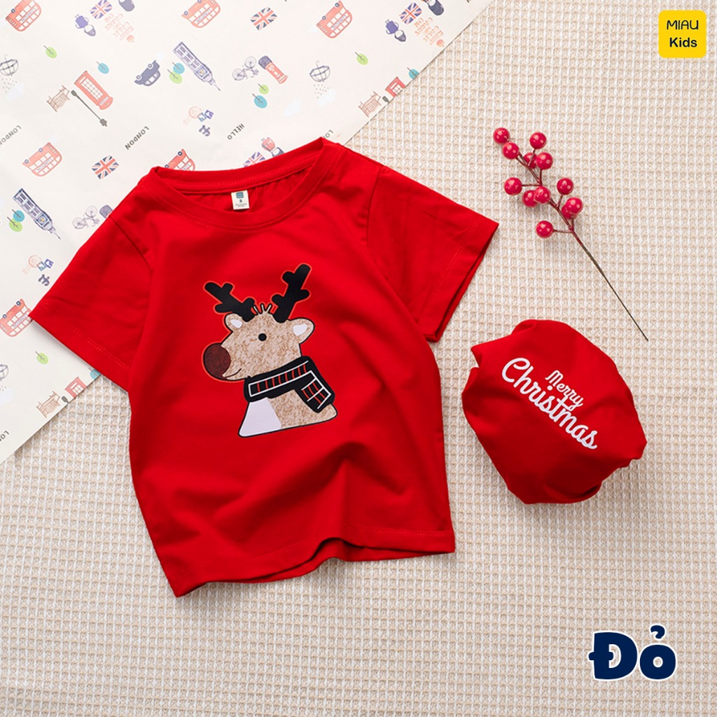 Áo thun Noel cho bé hình chú Tuần Lộc thật đáng yêu chất thun cotton thoáng mát mềm mịn cho bé chơi giáng sinh
