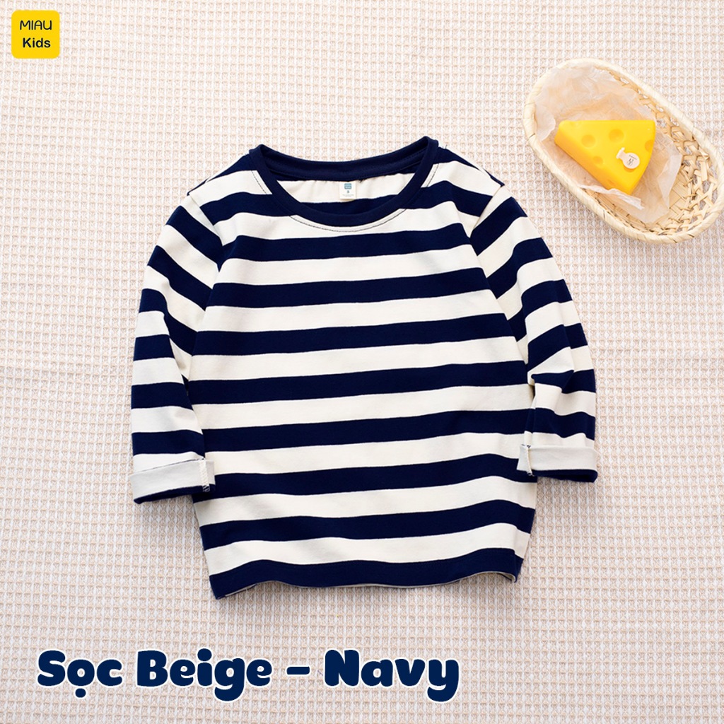 Áo thun dài tay bé trai hoạ tiết Sọc nhiều màu dễ thương chất thun cotton thoáng mát mềm mịn cho bé mặc đi học đi chơi