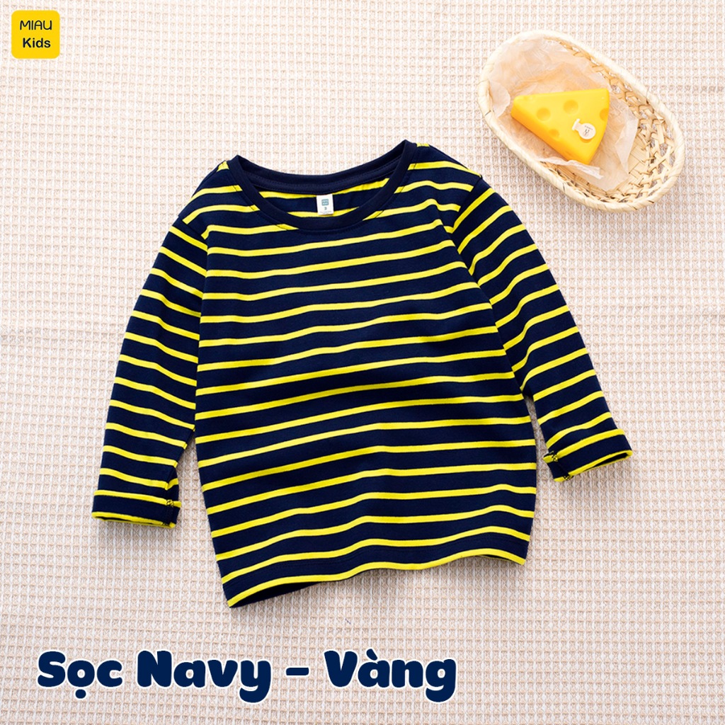 Áo thun dài tay bé trai hoạ tiết Sọc nhiều màu dễ thương chất thun cotton thoáng mát mềm mịn cho bé mặc đi học đi chơi