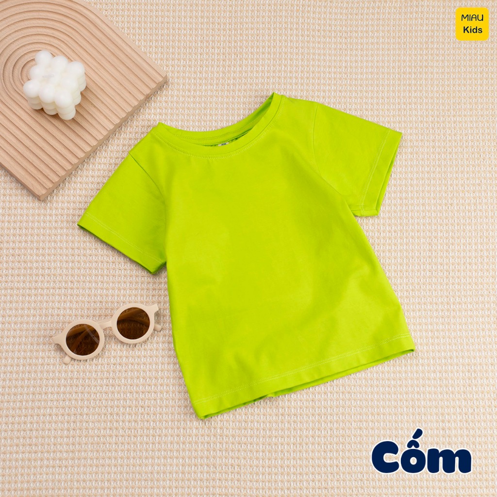 Áo thun Cotton trơn cao cấp cho bé trai size đại thấm hút thoáng mát MiauKids