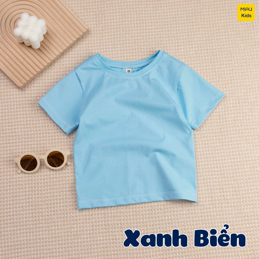 Áo thun Cotton trơn cao cấp cho bé trai size đại thấm hút thoáng mát MiauKids