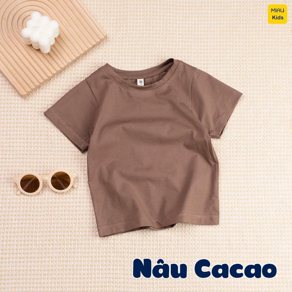 Áo thun Cotton trơn cao cấp cho bé trai size đại thấm hút thoáng mát MiauKids