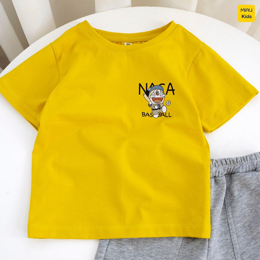 Bộ Đồ Bé Trai Cotton In Doraemon NASA Baseball - Set Đồ Cộc Tay Mùa Hè