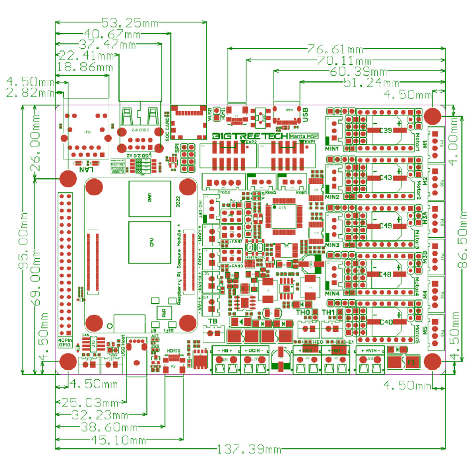 Board điều khiển máy in 3d BIGTREETECH Manta M5P Control Board chạy Klipper với CB1/CM4