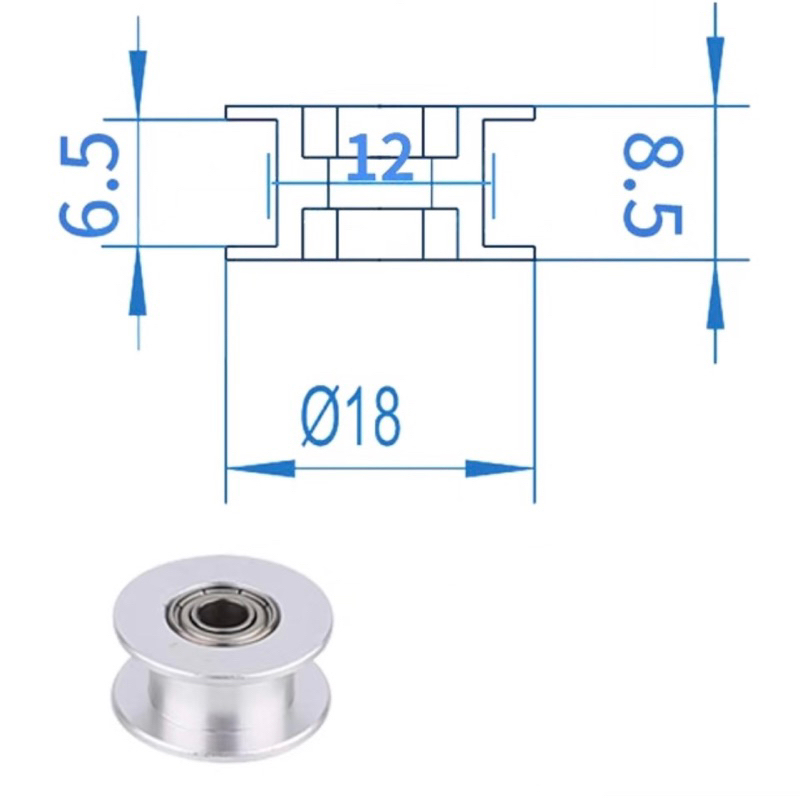 Puly ròng rọc GT2 trơn và có răng trục 3mm và 5mm cho đai 6mm và 9mm 10mm