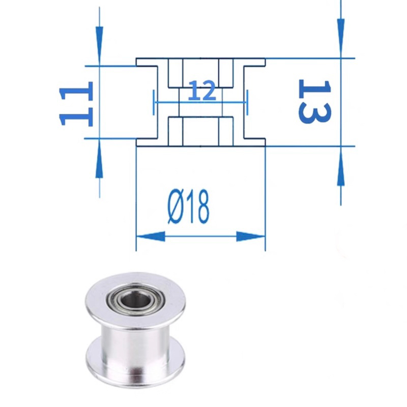 Puly ròng rọc GT2 trơn và có răng trục 3mm và 5mm cho đai 6mm và 9mm 10mm