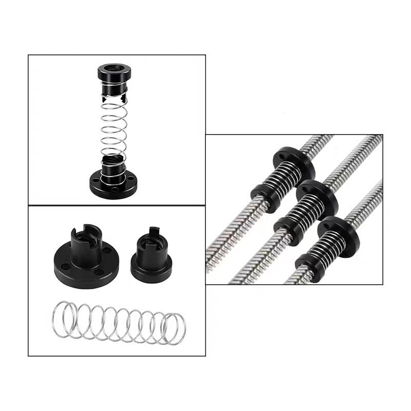 Đai ốc vitme bước 2mm chất liệu đồng, POM bền bỉ, chống rơ và chống ồn.