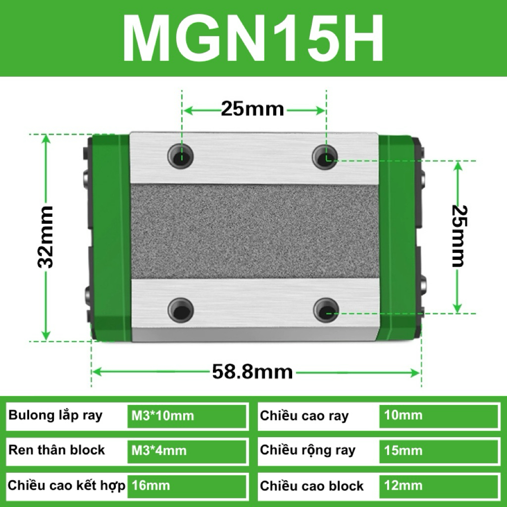 Con trượt block trượt MGN7H MGN7C MGN9H MGN9C MGN12H MGN12C cho máy in 3D, máy CNC, robot,..