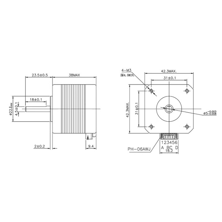 Động cơ bước step motor nema17 nhiều kích thước