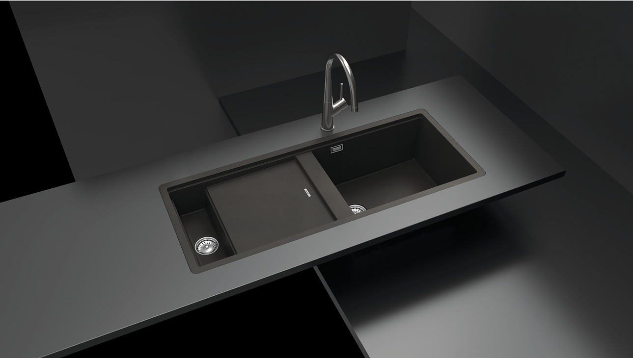Chậu đá Hafele Workstation HS19-GKD2S120 / Màu đen, Mã số: 570.35.340