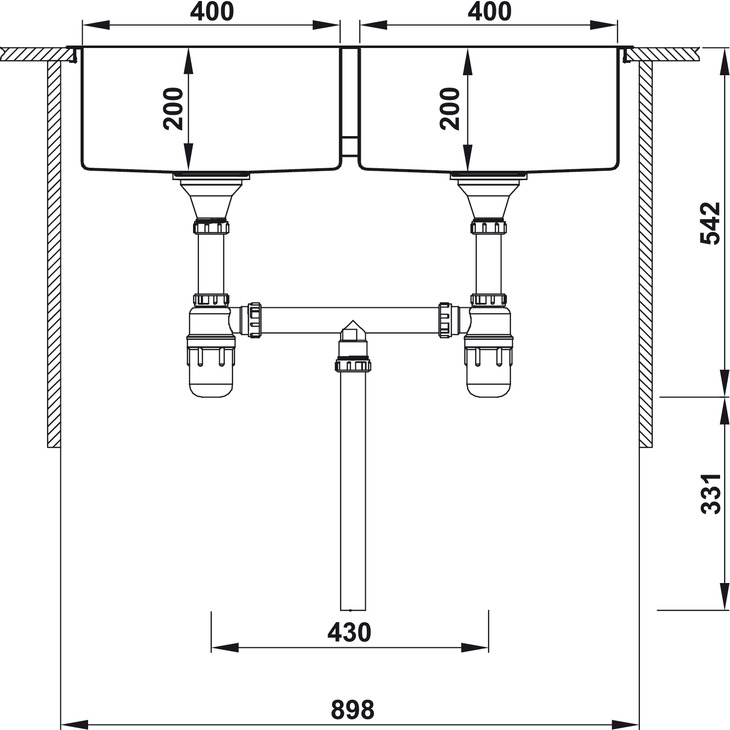 Chậu inox Hafele HS20-SSN2S90 / 2 Hộc bằng nhau, Mã số 567.20.537