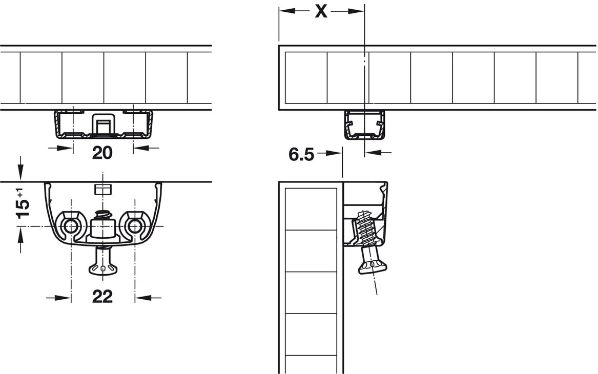 Phụ Kiện Bas Liên Kết RV/U-T3 Hafele 262.72.953