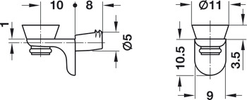 Bas Đỡ Kệ Kính Lắp Nhấn Hafele 282.24.732