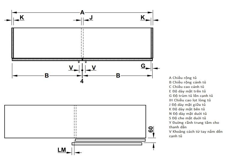 Bộ Phụ Kiện Cửa Trượt Tủ Treo Hafele 406.11.224