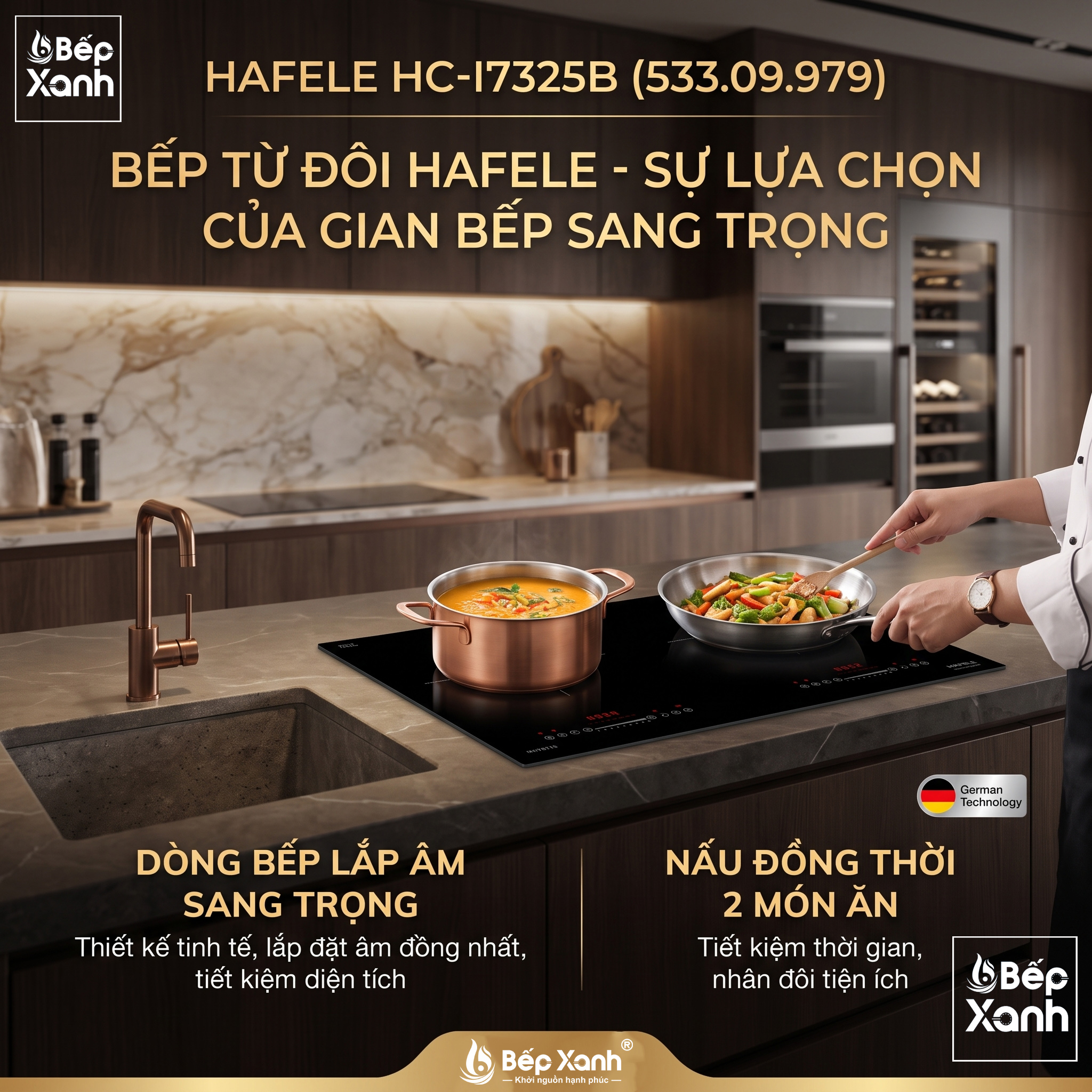 Bếp Từ Đôi Hafele HC-I7325B (533.09.979) Nhập Khẩu Đức - Công Suất Lớn, Nấu Nhanh, Tự Động Tắt An Toàn