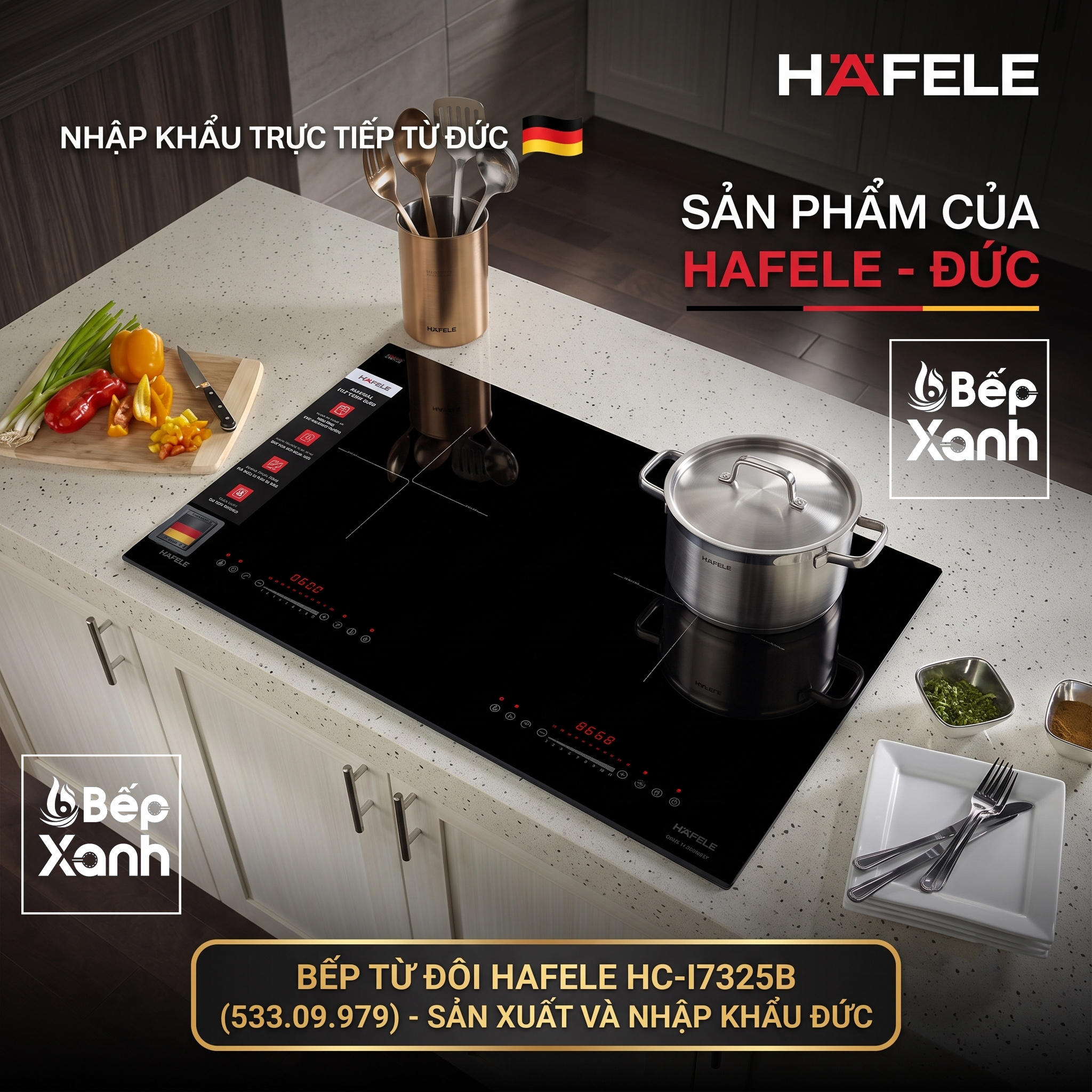 Bếp Từ Đôi Hafele HC-I7325B (533.09.979) Nhập Khẩu Đức - Công Suất Lớn, Nấu Nhanh, Tự Động Tắt An Toàn
