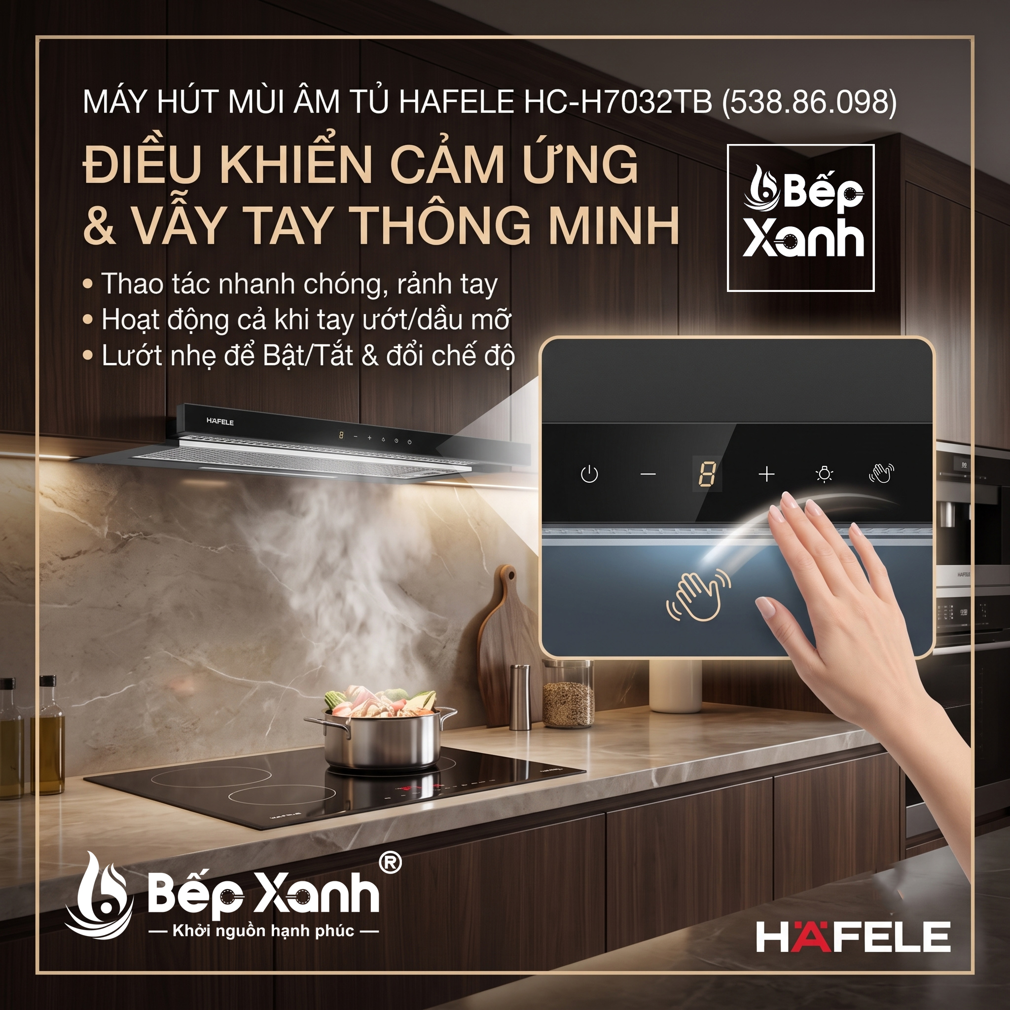 Máy Hút Mùi Âm Tủ Hafele HC-H7032TB (538.86.098) - Hút Siêu Khỏe, Chuẩn Đức, Bảo Hành Chính Hãng