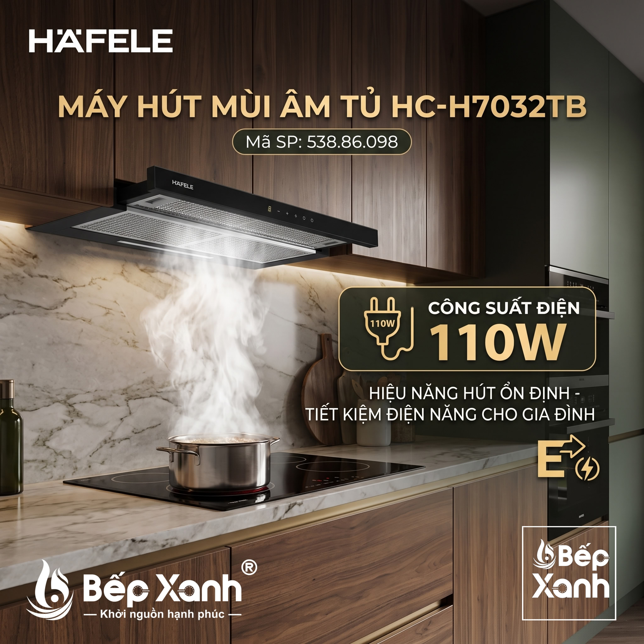 Máy Hút Mùi Âm Tủ Hafele HC-H7032TB (538.86.098) - Hút Siêu Khỏe, Chuẩn Đức, Bảo Hành Chính Hãng