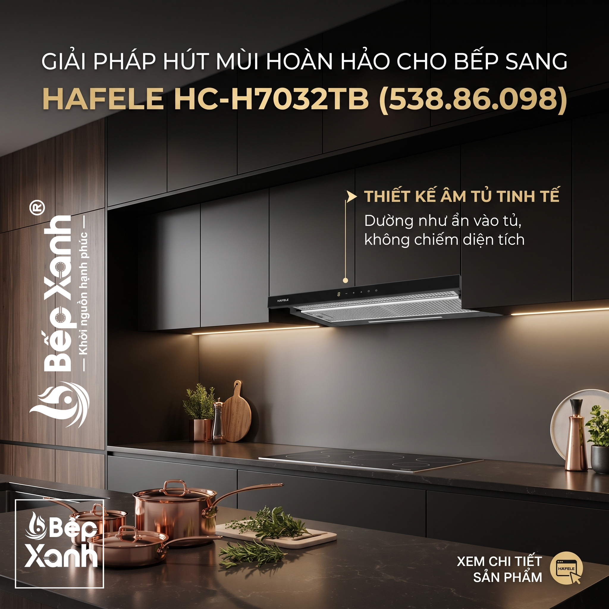 Máy Hút Mùi Âm Tủ Hafele HC-H7032TB (538.86.098) - Hút Siêu Khỏe, Chuẩn Đức, Bảo Hành Chính Hãng