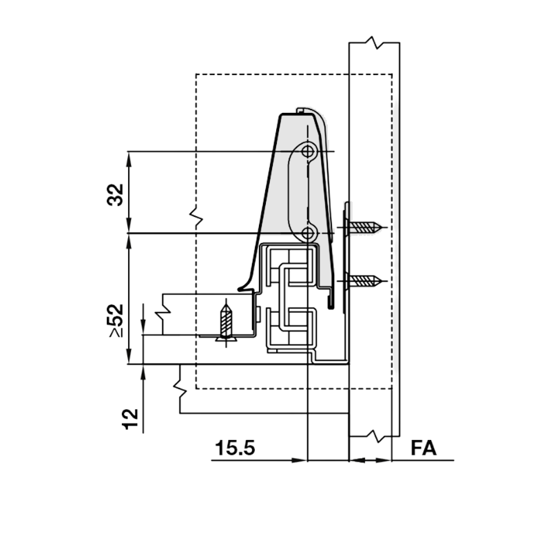 Ray Hộp Alto Giảm Chấn H84mm Hafele 552.75.701