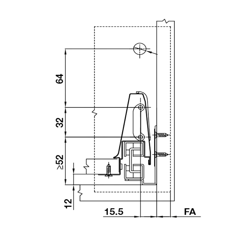 Ray Hộp Alto Giảm Chấn H135mm Hafele 552.77.085