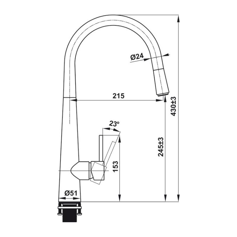Vòi rửa chén Hafele HT21-CH1P245 / Dây Rút , Mã số 577.55.220