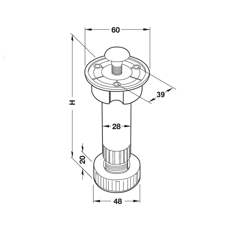 Chân Tủ Bằng Nhựa 80mm Hafele 637.45.308