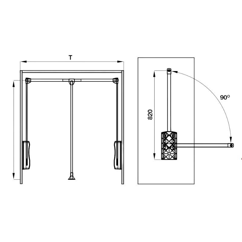 Tay Nâng Móc Áo 600-830 Hafele 805.11.153