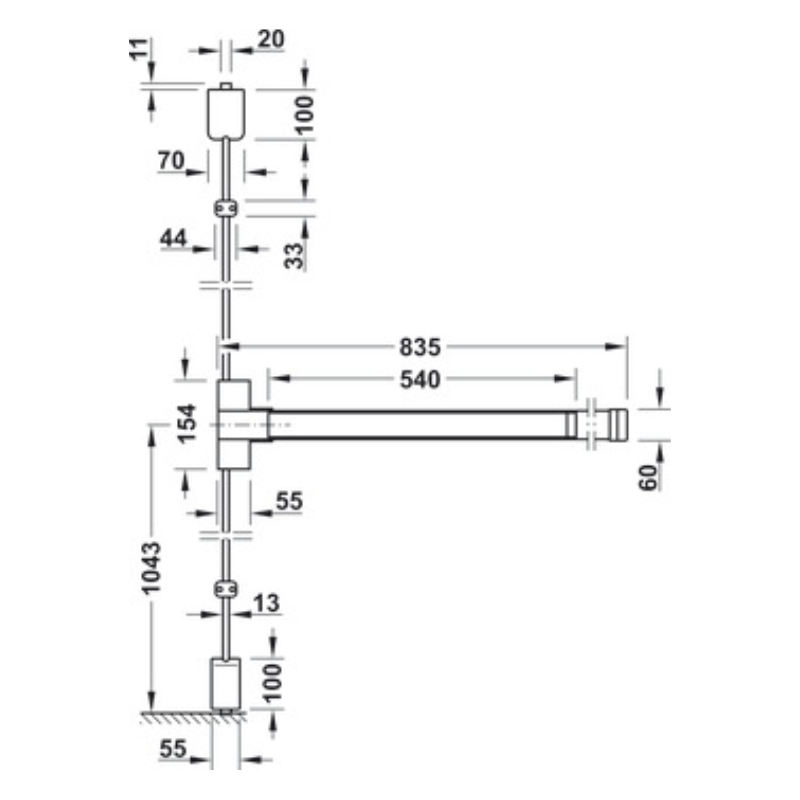 Thanh Thoát Hiểm Với Thanh Chốt Dọc Hafele 911.56.035