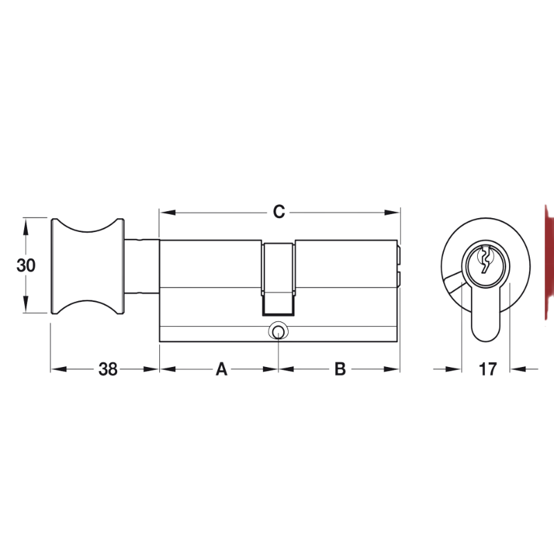 Ruột Khóa 1 Đầu Vặn 1 Đầu Chìa 90mm Hafele 916.96.541