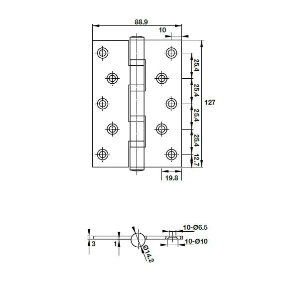 Bản Lề Lá 4 Vòng Bi 80Kg Hafele 926.25.208